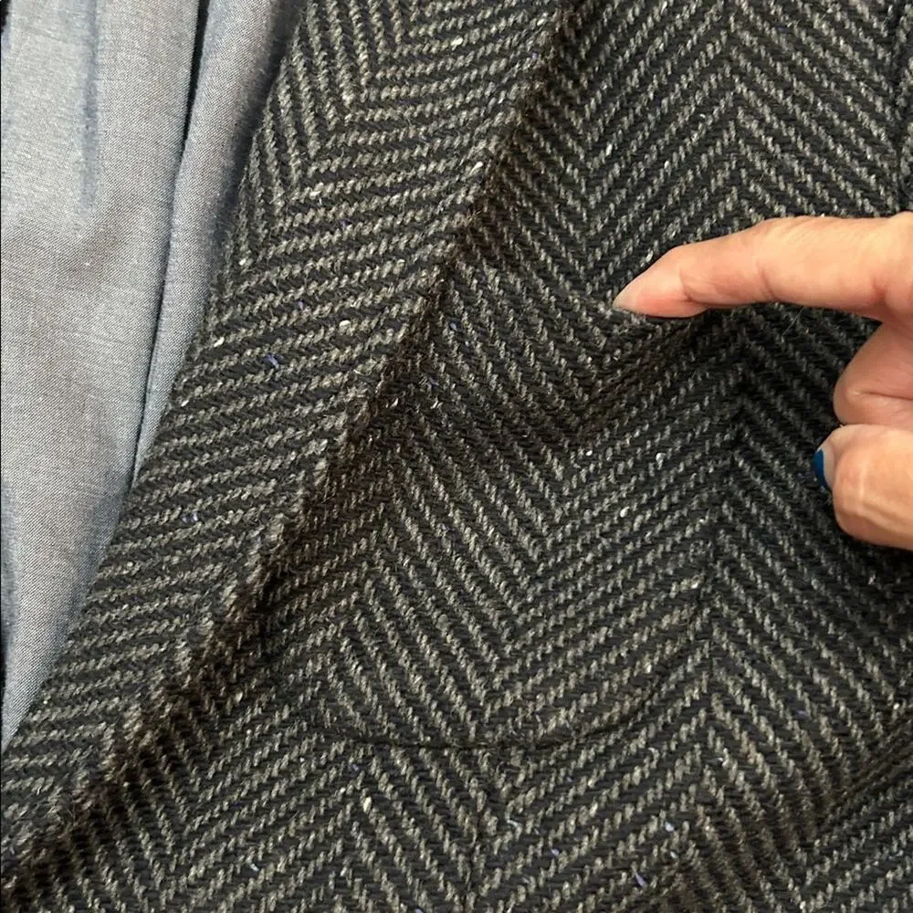 GAP Men’s Navy Herringbone Academia Blazer, Wool Blend, Size XS